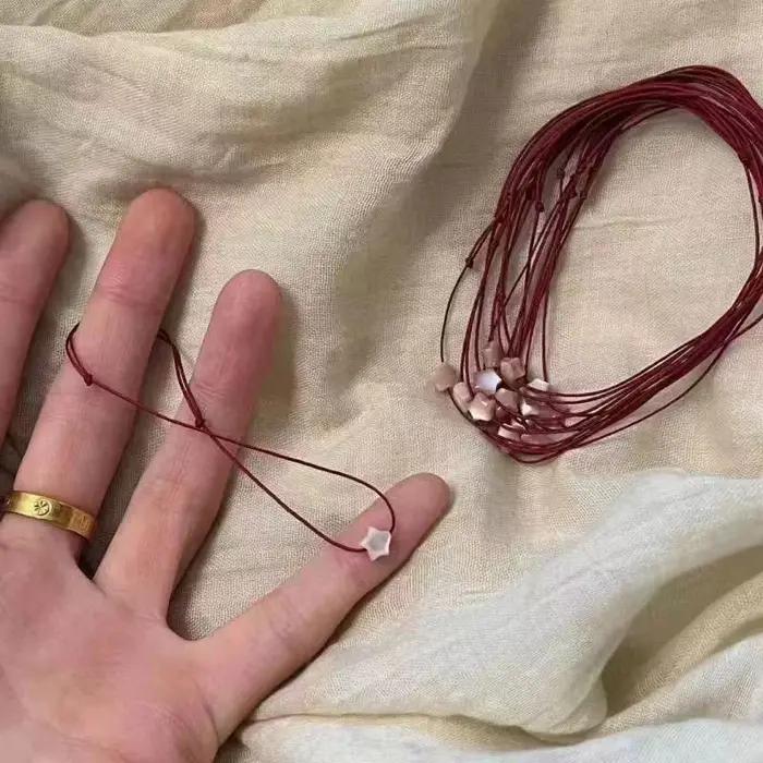 Bracelets pentagramme rose pour femme, ULrouge porte-bonheur, navire chia, réglable, étoile, main, b
