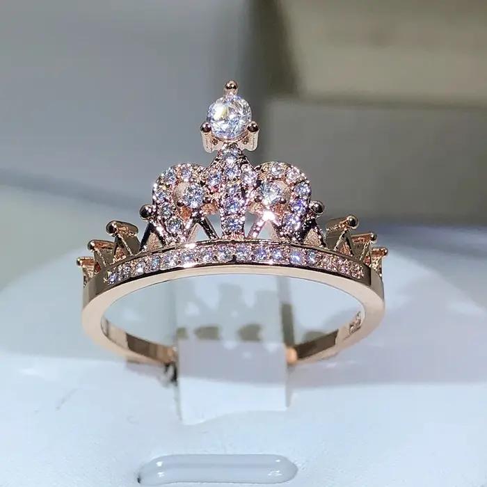 Bague couronne de princesse en argent 925 pour femmes
