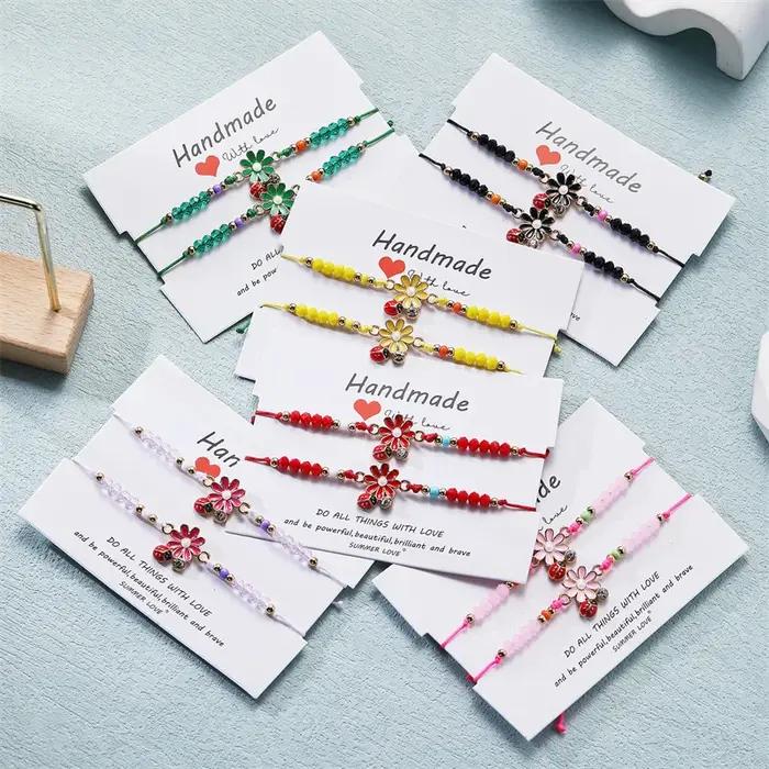 Bracelet tendance et mignon en forme de coccinelle et de marguerite pour femmes