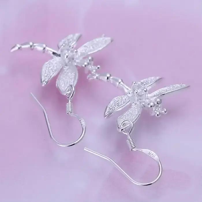 Boucles d'oreilles en argent regardé 925 pour femmes, conception de libellule en pierre incrustée, beaux bijoux de mariage mignons, prix d'usine