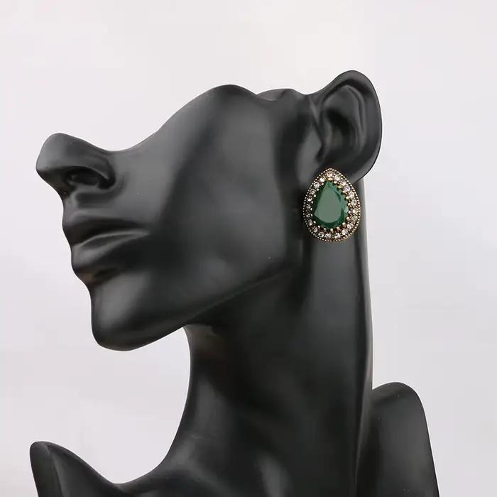 Boucles d'oreilles de fiançailles en émail rétro goutte d'eau pour femmes et filles