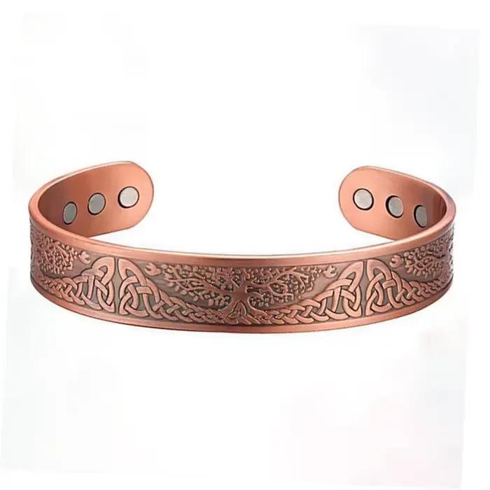 Bracelet à énergie magnétique de style européen et américain Vintage accessoire tendance magnétique en cuivre antique plaqué pour homme et femme occasions spéciales et quotidienne