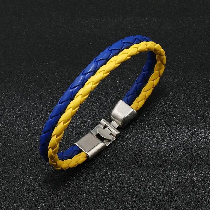 Bracelet drapeau ukrainien tressé multicouche, accessoires fête à pour hommes femmes