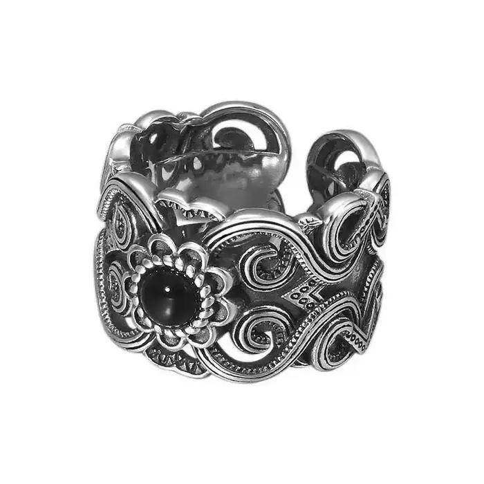 Bague rétro à motif de fleur mongole pour hommes et femmes