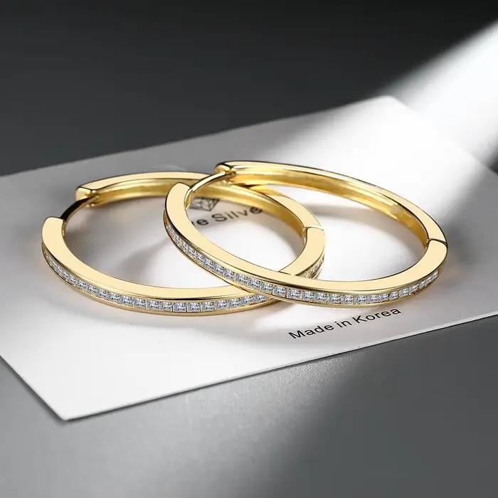 Boucles d'oreilles créoles en diamant Moissanite pour femmes