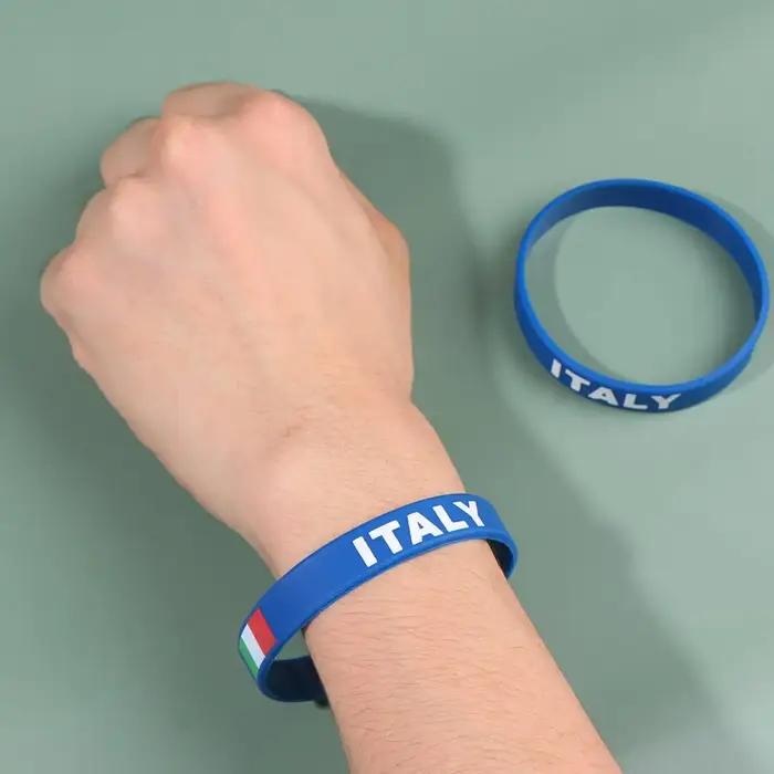 Bracelets drapeau italien en silicone pour hommes et femmes bracelets holographiques classiques à offrir pour vacances sportives et événements