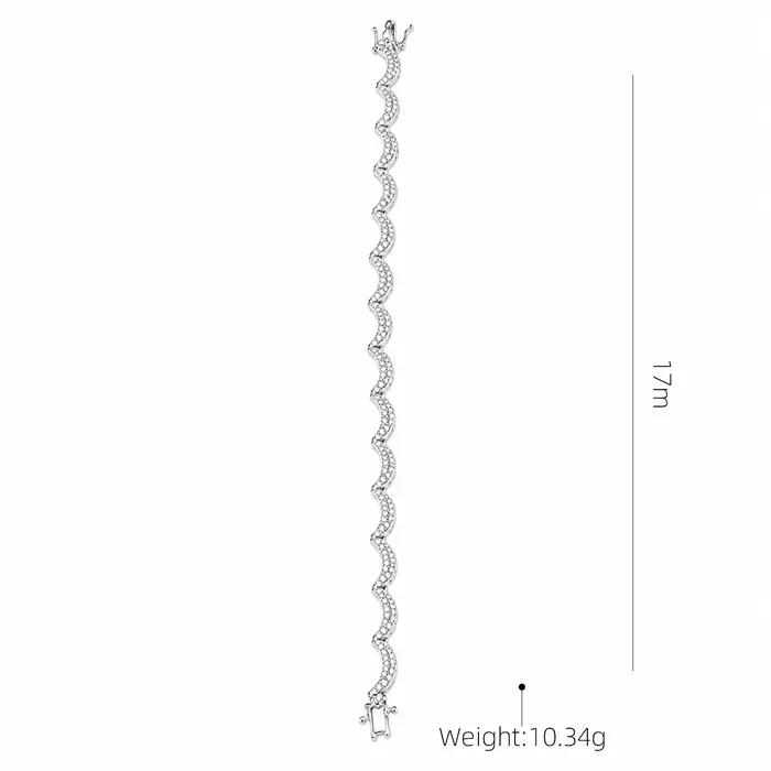 Bracelet tennis serpent de luxe pour femme en acier inoxydable argenté avec cristaux