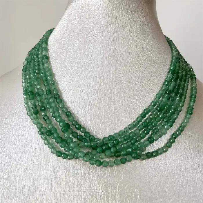 Collier émeraude verte brésilienne à facettes