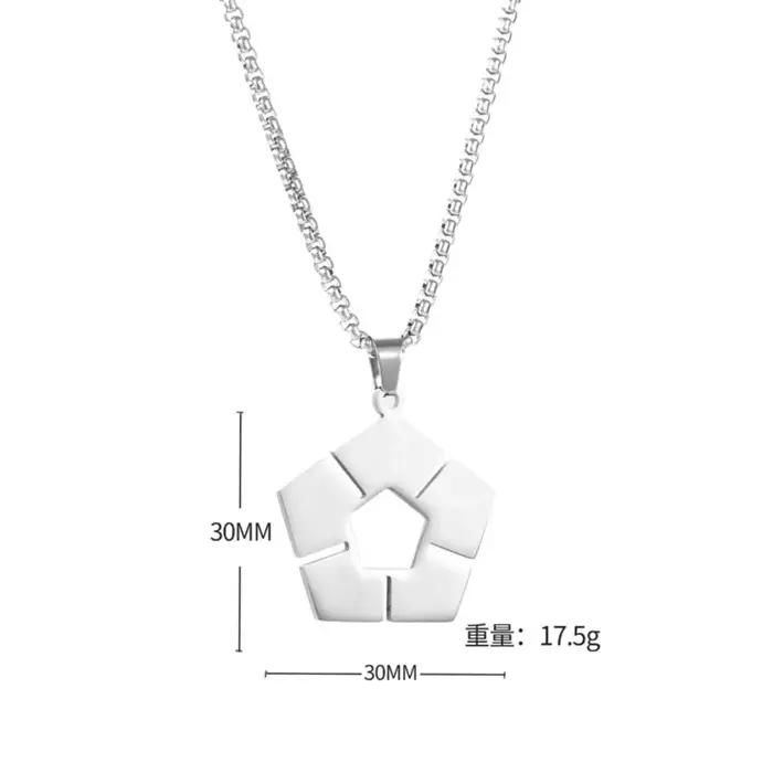 Mode créative Couples chaîne en acier inoxydable couleur argent Cosplay Collier Anime Collier signe