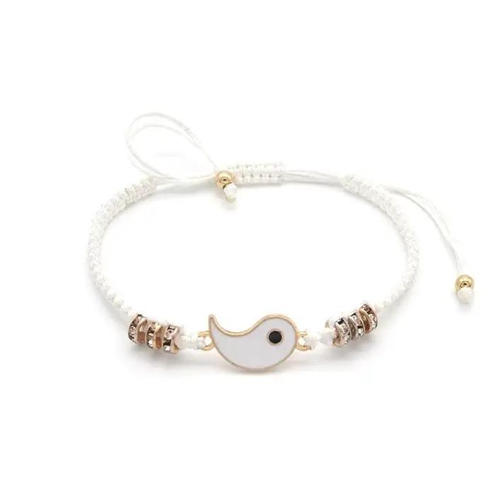 Couple Bracelets anneaux Yin Yang Tai Chi alliage pendentif réglable tresse chaîne collier correspondant amant Bracelet