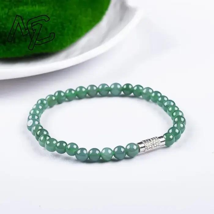 Bracelet de perles en jade naturel véritable de 5-6 mm, collier ajustable en jadéite, bijou porte-bo