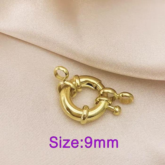 Fermoirs à ressort ronds couleur or véritable 18 carats pour bracelets, colliers et connecteurs de f