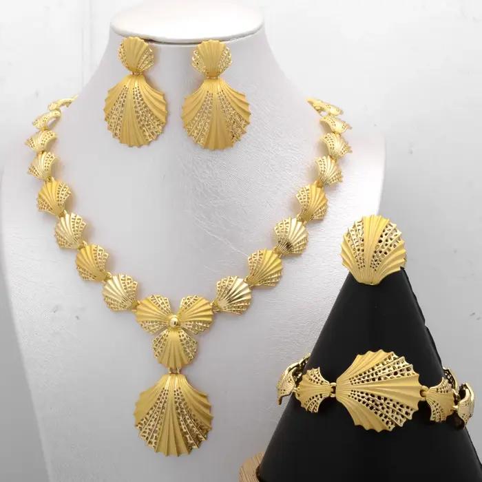 Ensemble de bijoux Sunny Jewelry plaqué or pour femmes romantique et mignon collier bague bracelet boucles d'oreilles occasions spéciales mariage cérémonie