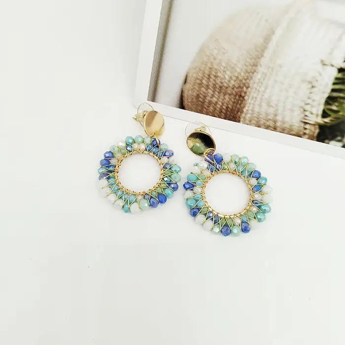 Boucles d'oreilles en perles de riz à tricoter à la main