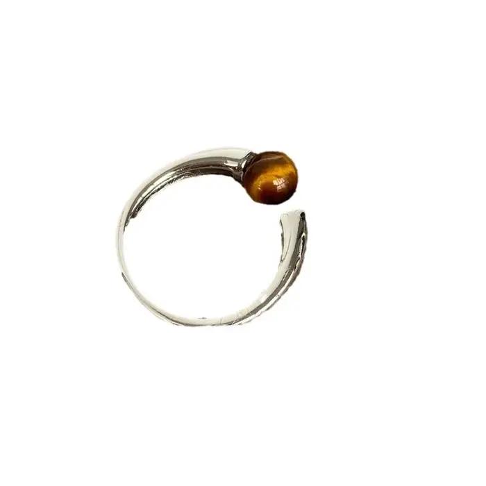 Bague en pierre d'oeil de tigre brillant pour couples