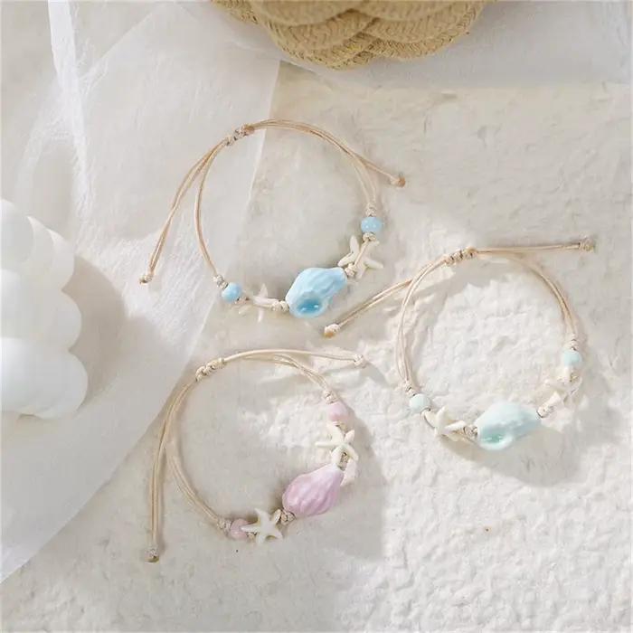 Bracelet bohème tortue de mer pour femmes, étoile de mer, hippocampe, coquille de perle, chaîne en métal réglable, bijoux de fête d'été sur la plage et les vacances
