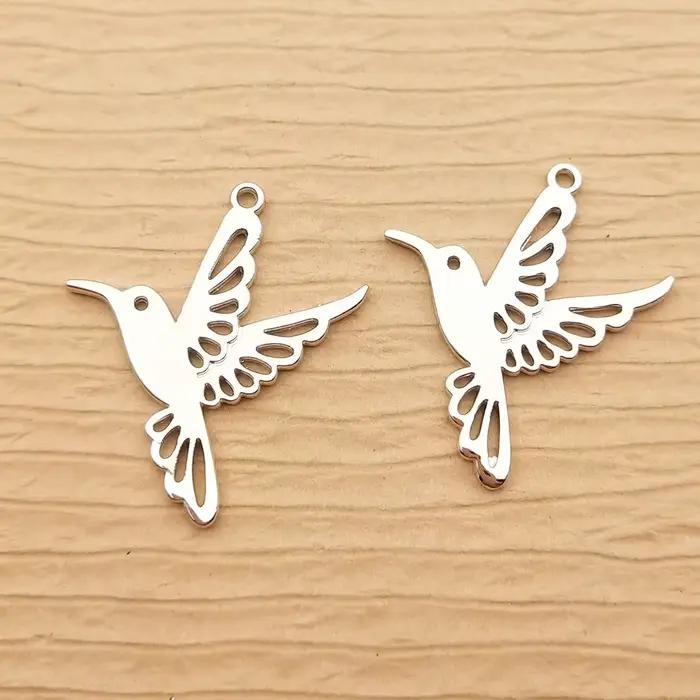 Breloques colibri pour la fabrication de bijoux, 10 pièces, boucles d'oreilles, pendentif, Bracelet, collier, accessoires, fournitures artisanales de bricolage, alliage métallique