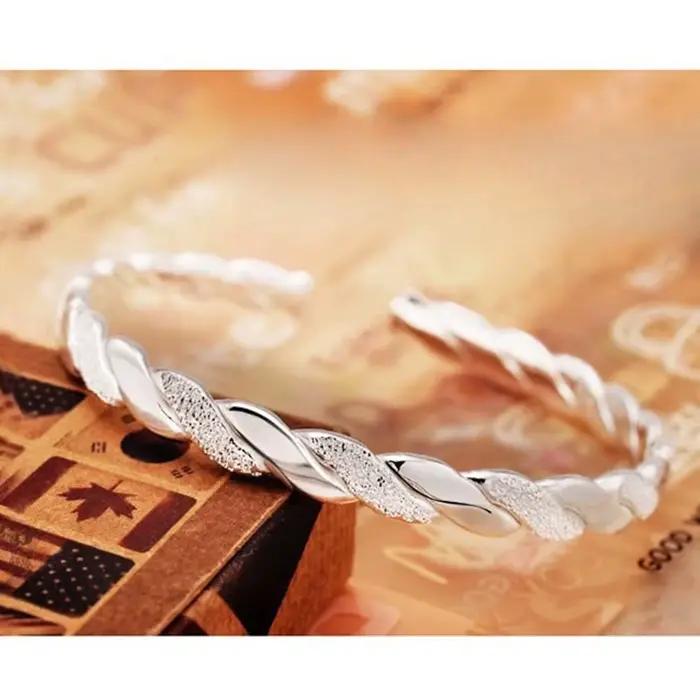 Bracelet jonc rond tendance en argent sterling 925, grand jonc simple pour femme, cadeau bijoux - Nouvelle collection