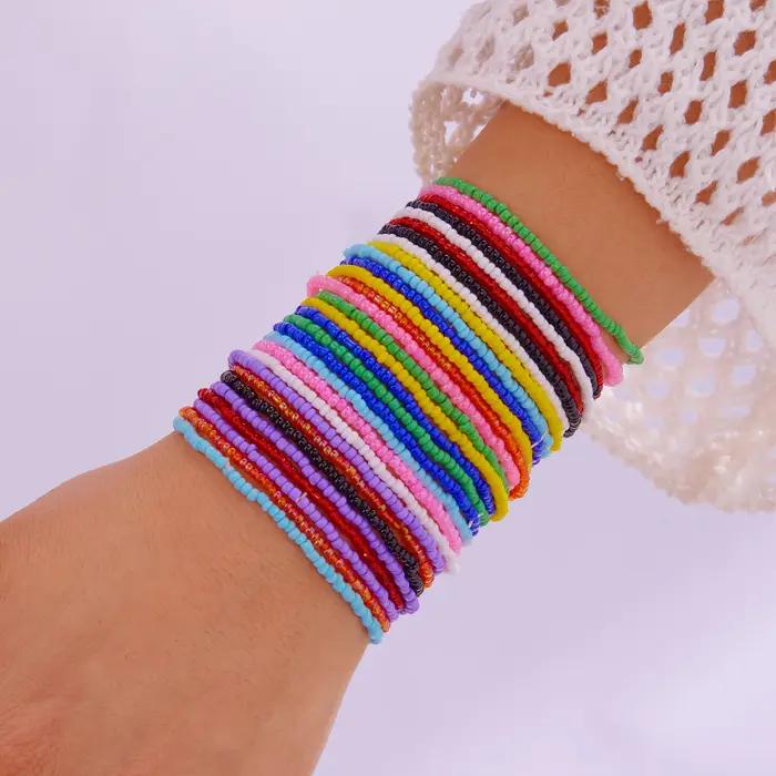 Ensemble de Bracelets bohème en perles de riz colorées pour femmes
