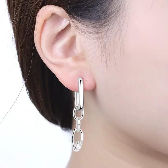 Boucles d'oreilles en argent sterling 925 avec style chaîne pour femmes, bijoux minimalistes et élégants, cadeau parfait pour les occasions spéciales