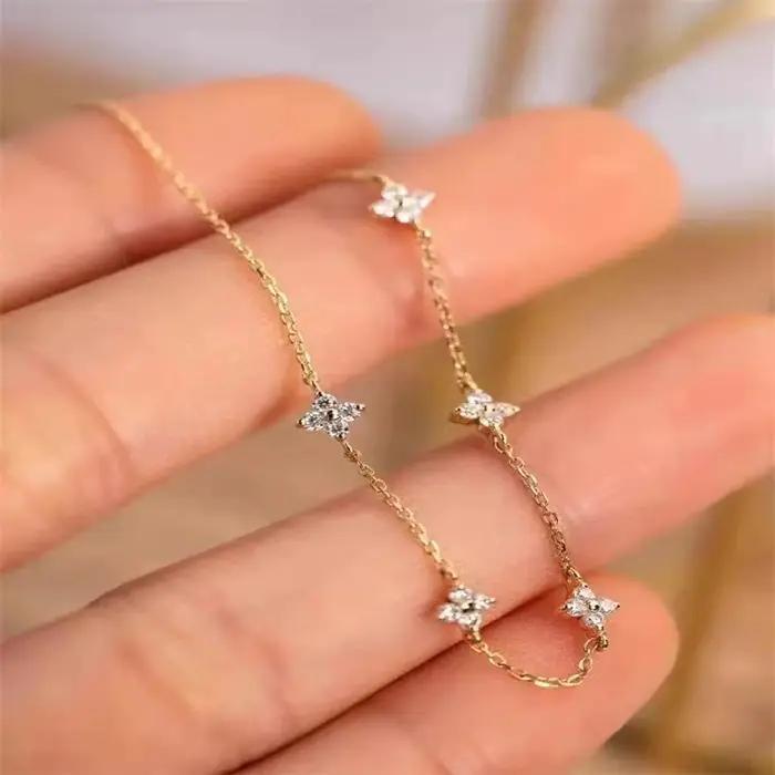 Jkeli – colliers français en argent Sterling 925 avec pendentif fleur à quatre feuilles pour femmes