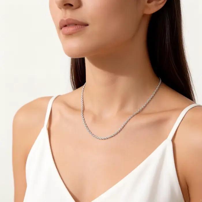 Collier Chaîne Belcher Rond en Argent Sterling 925 pour Hommes Femmes Occasions Spéciales Style Européen Mode Chic Élégant Soirée Événements