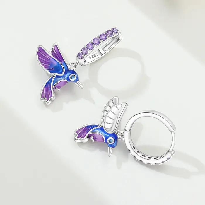 Boucles d'Oreilles en Argent Sterling S925 Motifs Oiseaux Colibris Perroquets Bijoux Originaux Mode Fête Anniversaire Pour Femmes Occasions Spéciales
