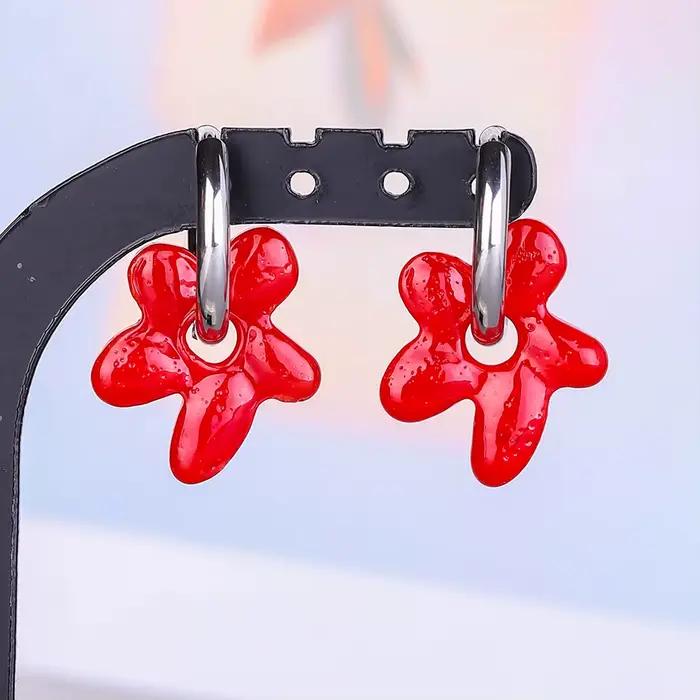 Boucles d'oreilles vintage en verre avec fleurs, plaquées or véritable, pour femmes et hommes, bijoux d'oreille, cadeau, boucles d'oreilles en acier inoxydable