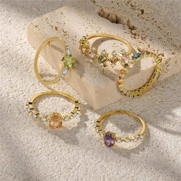 CANNER 925 argent bagues originales coloré cristal Bague de mariage pour les femmes amoureux minimaliste fiançailles