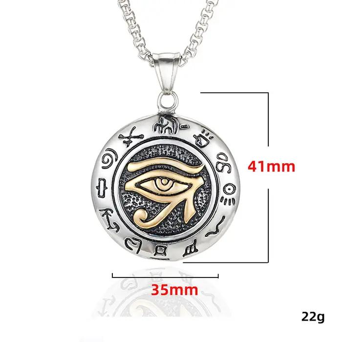 Collier pendentif œil d'horus en acier inoxydable