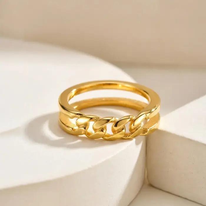 Bague chaîne pour femme en acier inoxydable