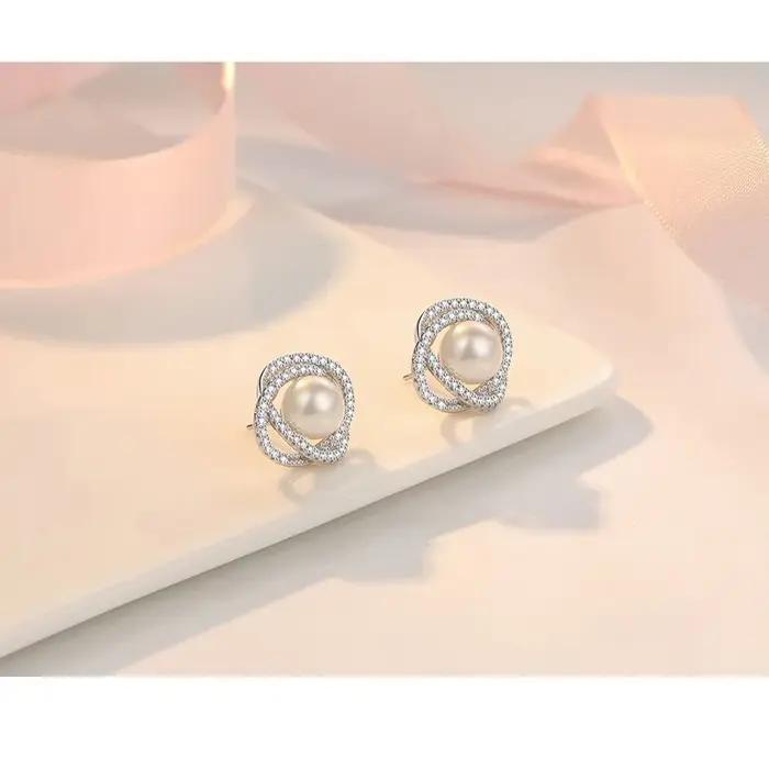 Andara 925 boucles d'oreilles en argent Sterling camélia perle pour femmes élégant mariage fiançailles fête mode bijoux accessoire