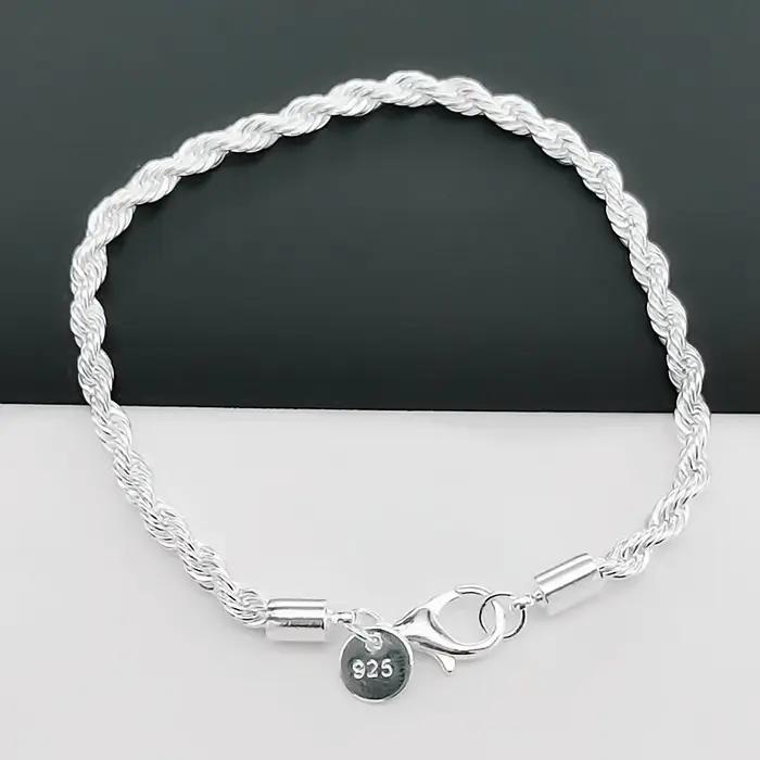 Bracelets en corde torsadée en argent Sterling 925