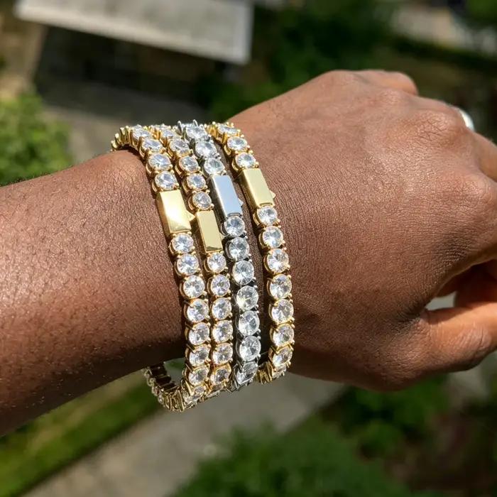 Bracelet chaîne tennis à fermoir à ressort pour hommes et femmes