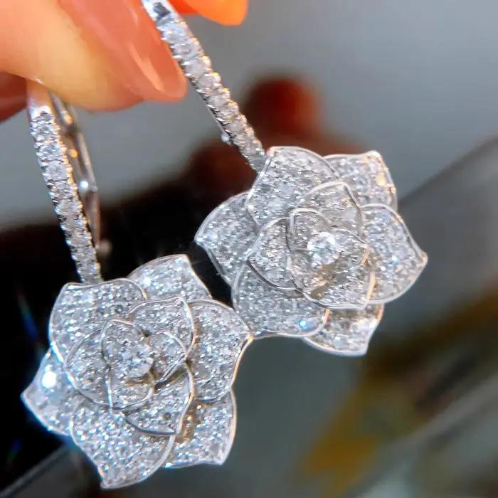Foyimagination-Boucles d'oreilles en diamant à haute teneur en carbone pour femmes
