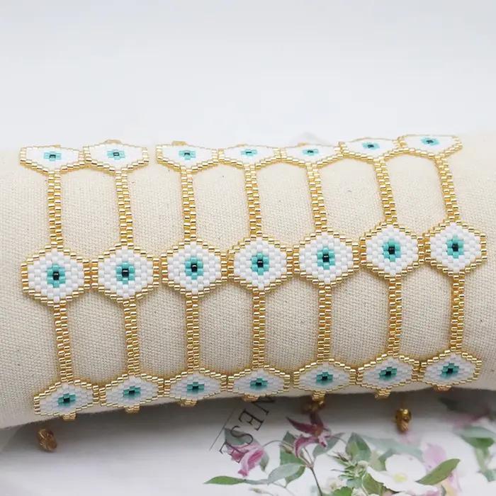 ZHONGVI nouveau mauvais œil Bracelet pour femmes tissé à la main couleur or Miyuki perles de rocaille Pulseras chanceux oeil grec Bracelets cadeau