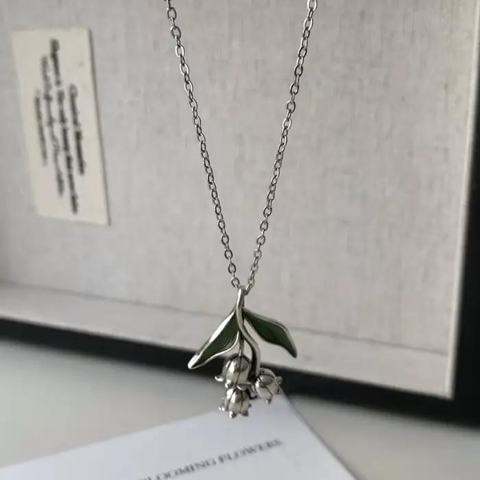 ANENJERY Thai argent linly fleur pendentif collier boucles d'oreilles pour les femmes délicat Vintag