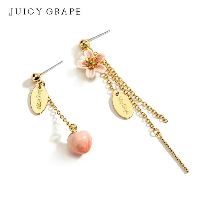 Boucles d'oreilles Juicy Grape en argent Sterling S925 avec émail artisanal et zircon pour femmes occasions spéciales festive élégance