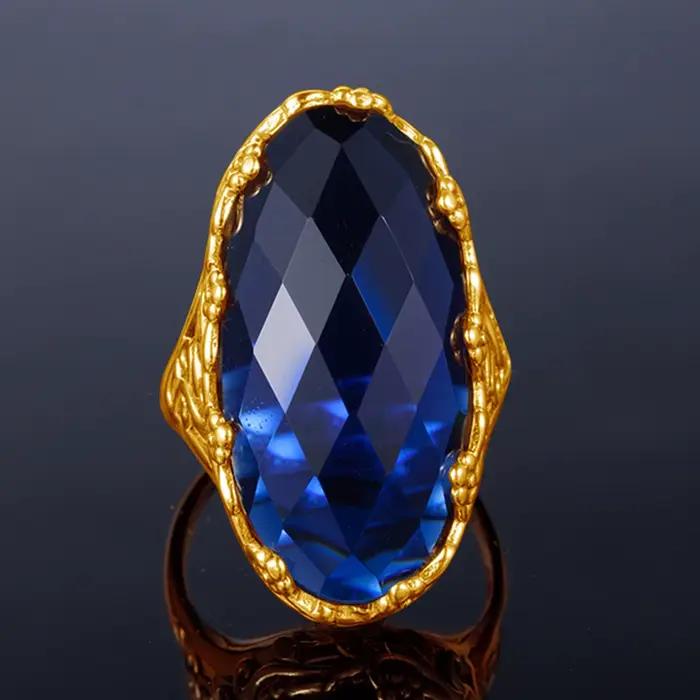 Szjinao – grande bague de luxe en saphir pour femmes