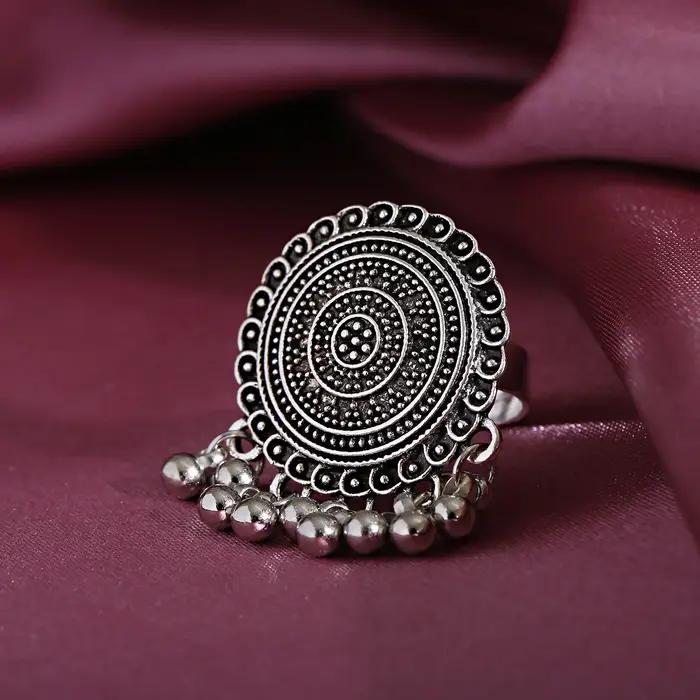 Bagues ethniques antiques de couleur argent pour femmes et filles