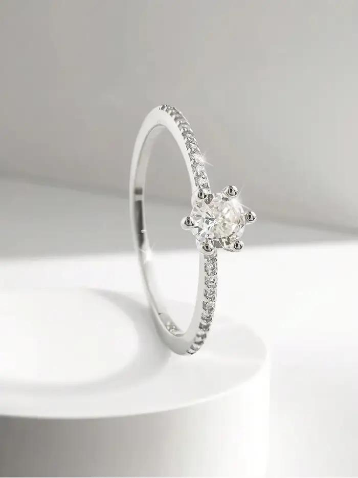 Bague en argent sterling 925 sertie de zirconium pour femmes engagement mariage alliance de mariage elegant zirconium brillant