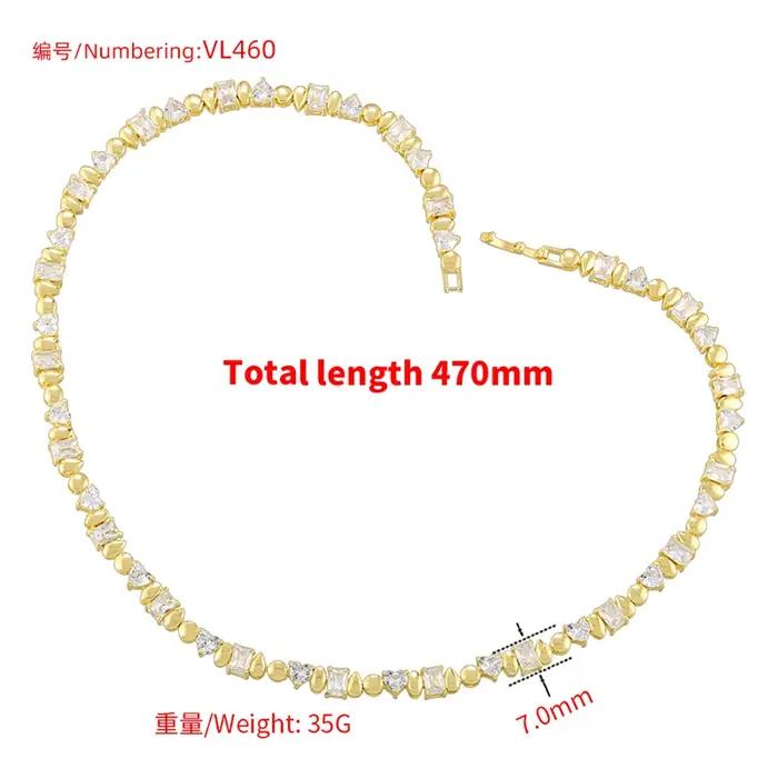 Bracelet et Collier Incrustés Géométriques Irréguliers Plaqués Or 18 Carats Accessoires de Mode Femme Occasions Spéciales