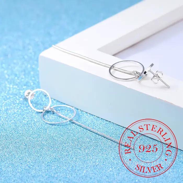 Boucles d'oreilles longues et rondes en argent Sterling 925, bijoux fins pour femmes