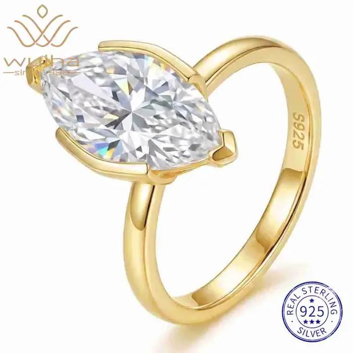 Bague de fiançailles en argent sterling 925 sertie de moissanite pour mariage alliance de qualité élégante pour femmes occasions spéciales