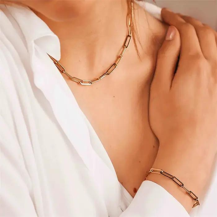 Bracelet en acier inoxydable à maillons cubains chaîne de boîte fermoirs mousquetons pour femmes style moderne occasions spéciales