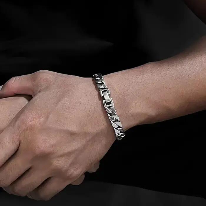Bracelet Fouet Cheval en Argent Sterling S925 Style Dominateur Rétro Bijou Femme Occasions Spéciales