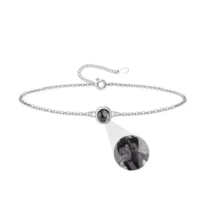 Bracelet Photo personnalisé, Bracelet de Projection de Photo personnalisé, pendentif rond avec Photo