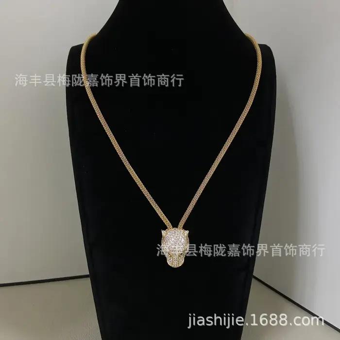 Collier Tête de Léopard en Or V Luxe Entièrement Sertie de Diamants