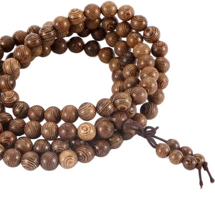 Bracelet Bouddha Mala en Perles de Bois Tibetain Naturel pour Femmes et Hommes Occasions Spirituelles Pratique de Méditation