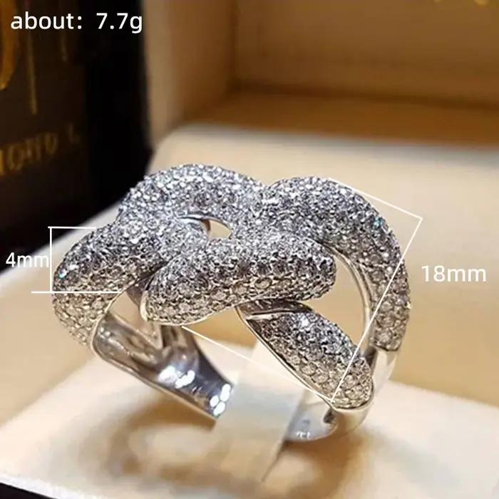 Infinity Zircon bague couleur argent fête mariage